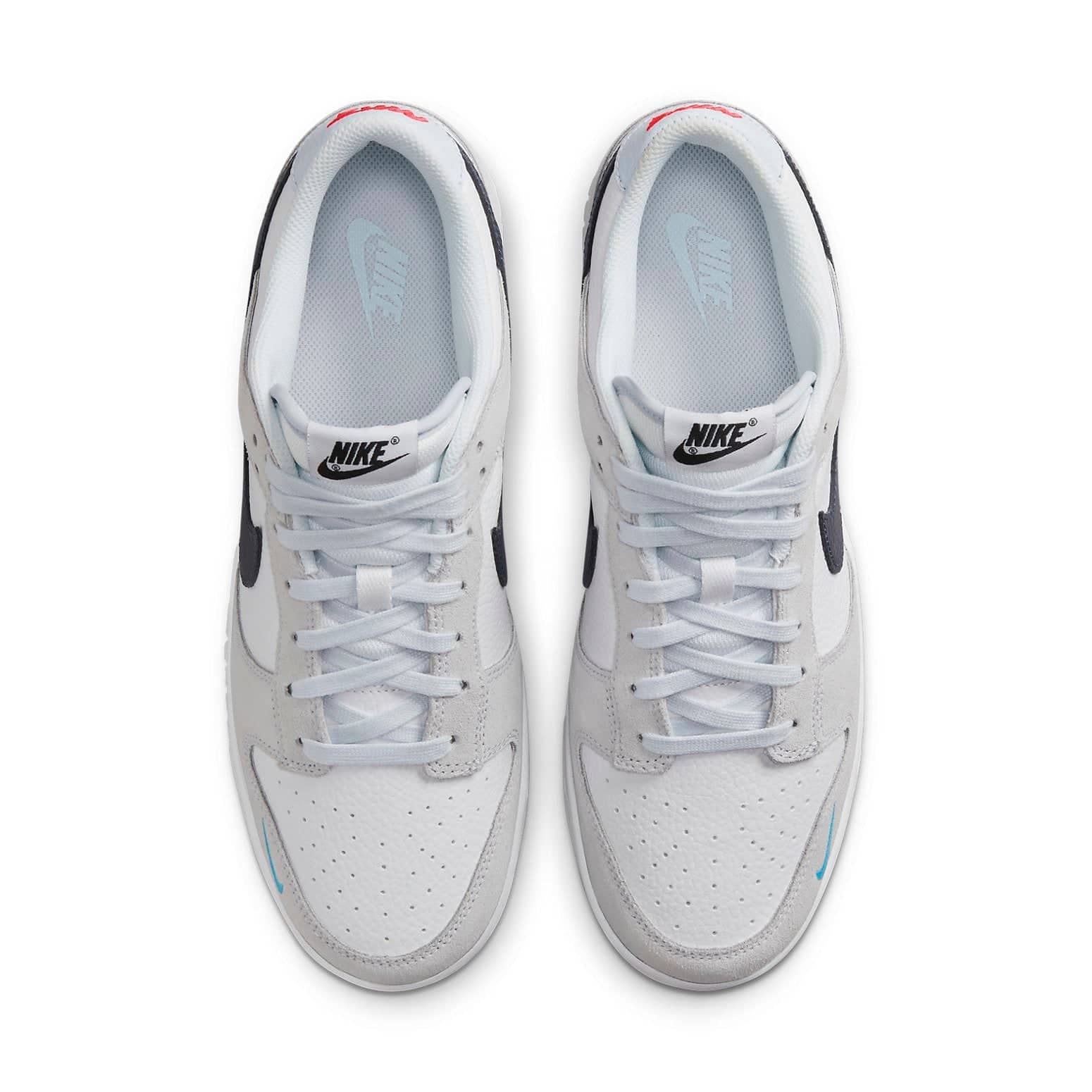 Nike Dunk Low  Mini Swoosh - White Grey Navy Aqua