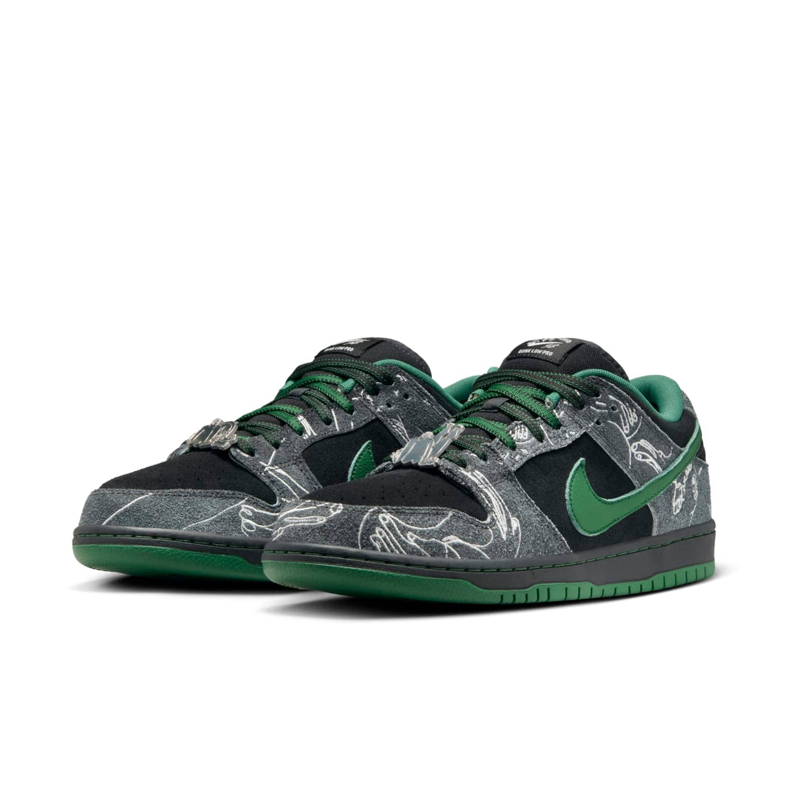 Nike x There Skateboard SB Dunk Low Pro  Anthracite Gorge Green