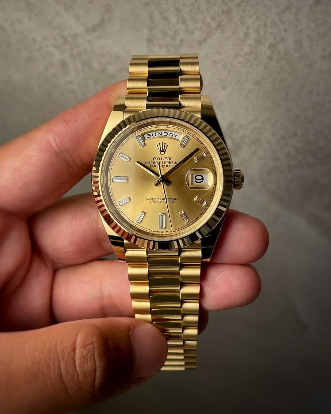 Rolex Day-Date "President" 40mm Yellow Gold Champagne Roman Numeral Dial - 228238 photo review