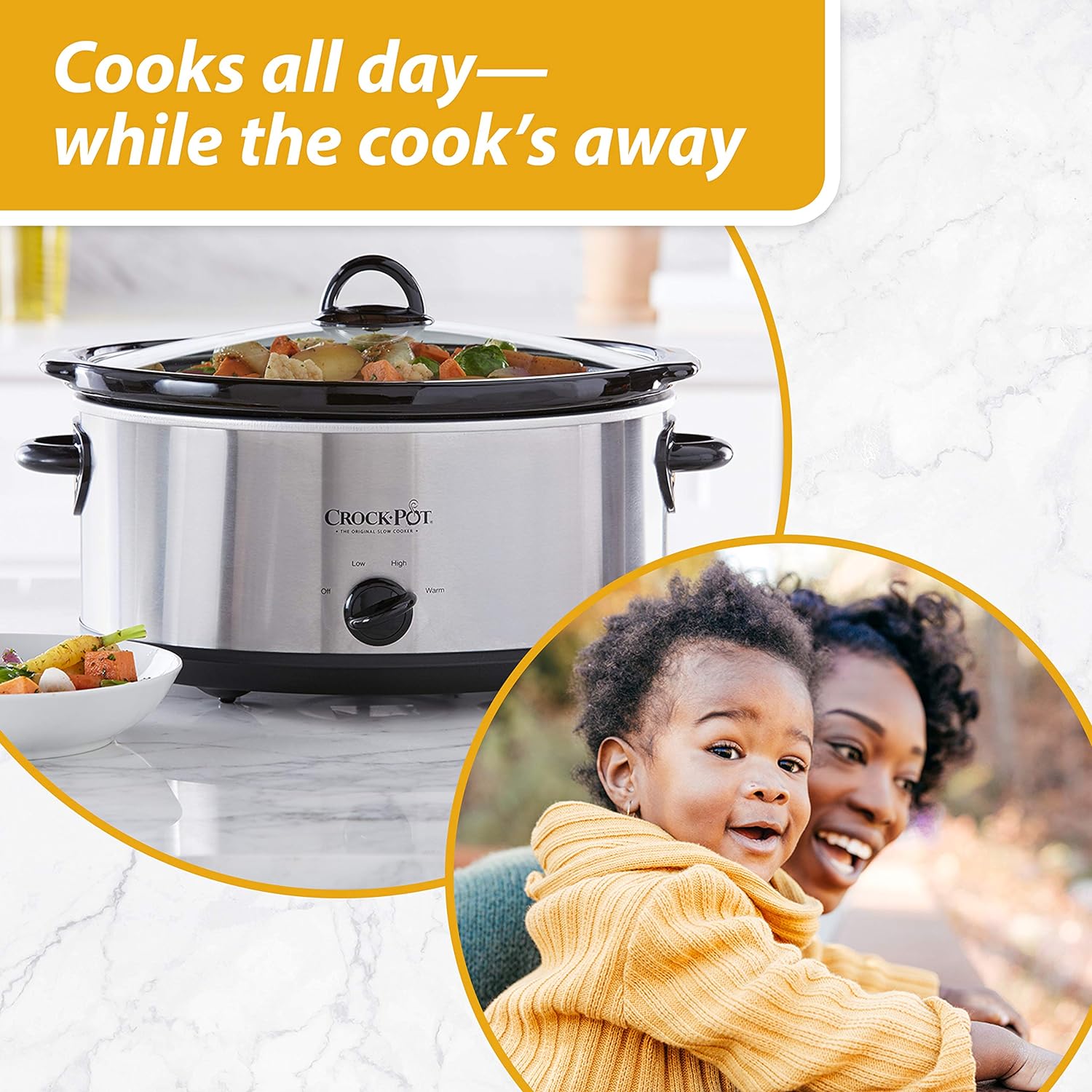 Crockpot Manual 3-Quart Slow Cooker, Silver