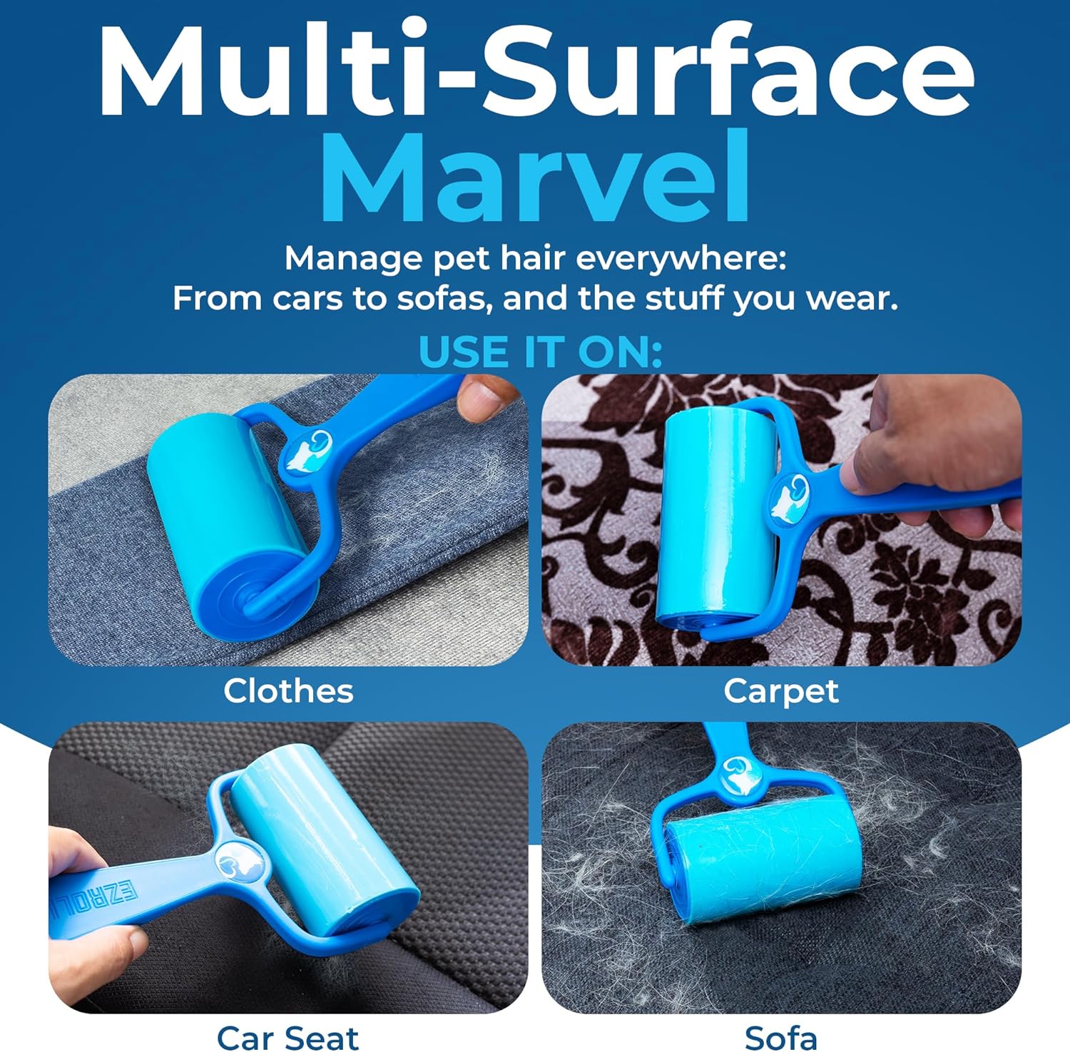 PetLovers Extra Sticky Lint Roller Mega Value Set 450 Sheets for Pet Hair Removal, Dog and Cat Lint Remover 5 Pack