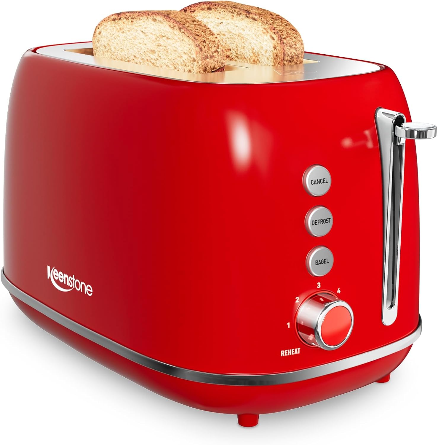 2 Slice Stainless Steel Toaster Retro with 6 Bread Shade Settings, Bagel, Cancel, Defrost Function, 2 Slice Toaster with Extra Wide Slot, Removable Crumb Tray, White