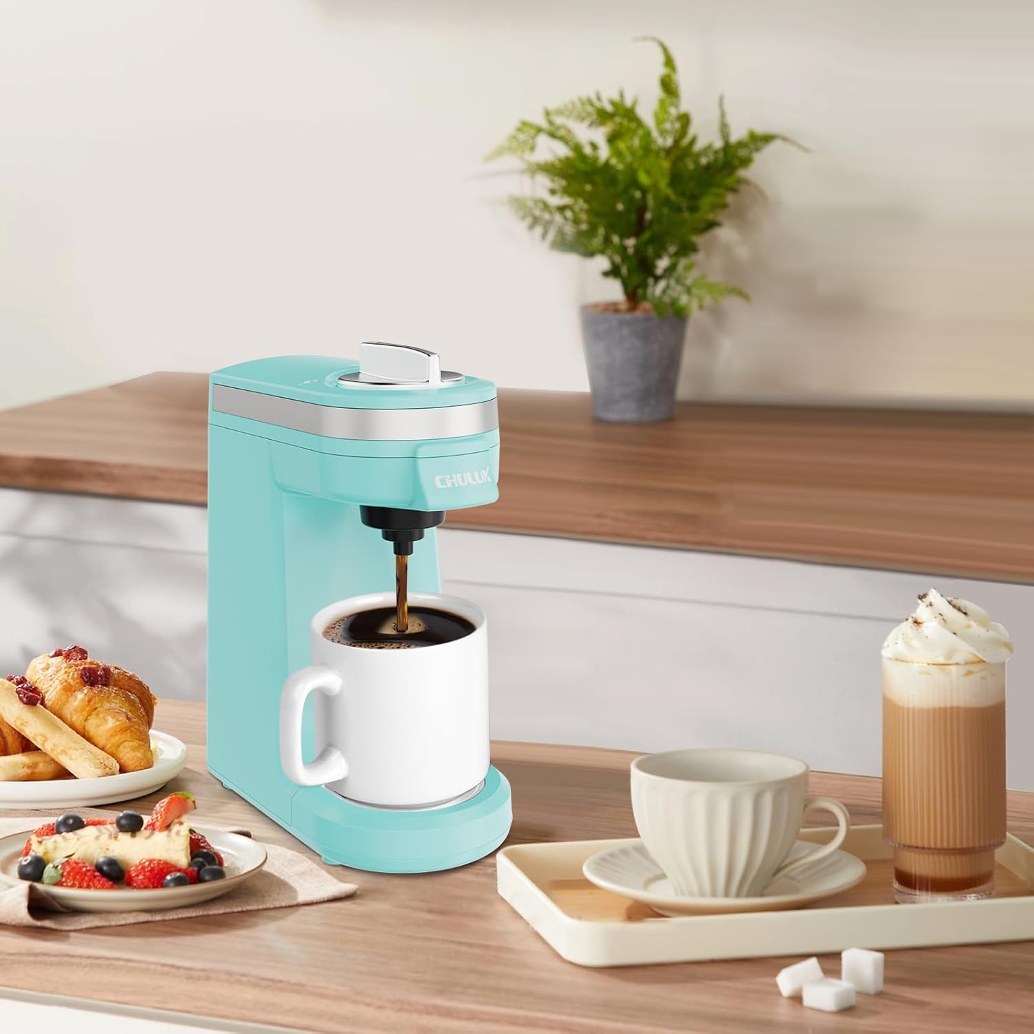 CHULUX Single Serve Coffee Maker for K Capsule and Ground Coffee, Single Cup Coffee Machine, Black