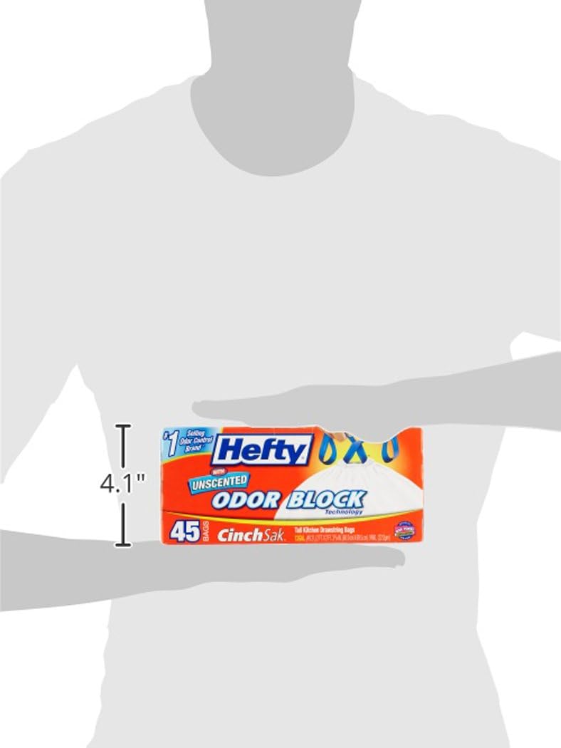 Hefty Strong Tall Kitchen Trash Bags, Unscented, 13 Gallon, 90 Count, White,Packaging may vary