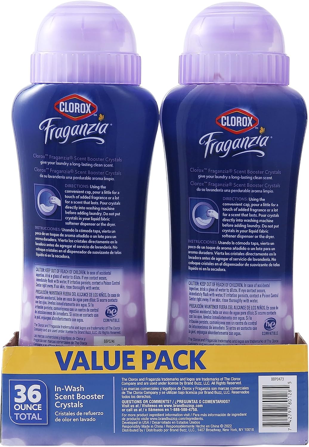 Clorox Fraganzia In-Wash Scent Booster Crystals in Ocean Scent, 18 Oz Twin Pack | Laundry Scent Booster Crystals | In-wash Scent Booster for Fresh Laundry in Ocean Scent 18 Ounce Twin Pack, 36oz