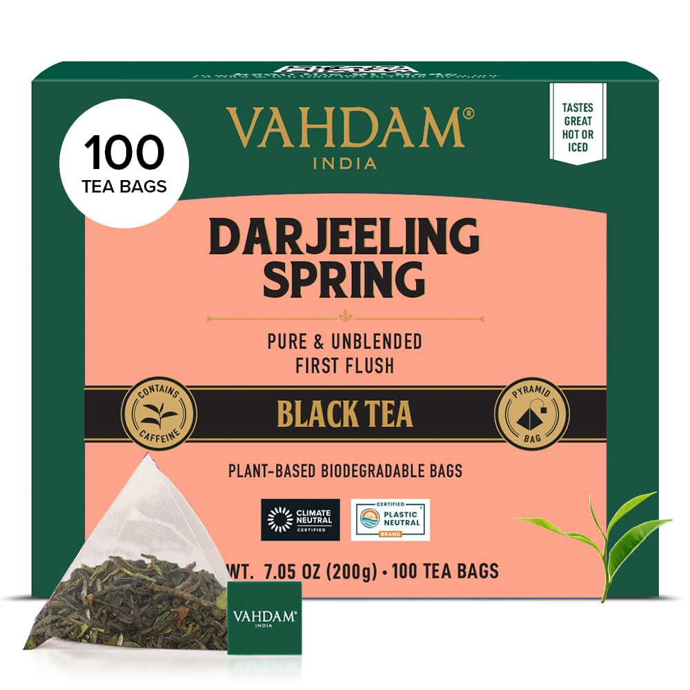 VAHDAM, Organic Turmeric Ginger Herbal Tea Bags (100 Pyramid Tea Bags) Caffeine Free, Non GMO, Gluten Free | 100% Pure Herbal Blend - Savory & Spicy | Plant-Based Tea Bags | Resealable Ziplock Pouch