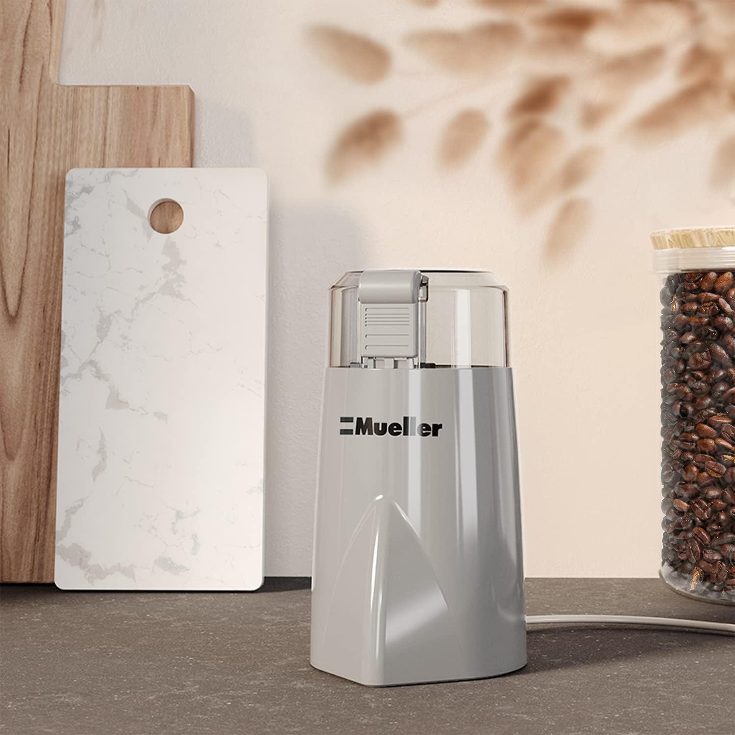 MuellerLiving HyperGrind Precision Electric Spice/Coffee Grinder Mill with Large Grinding Capacity and Powerful Motor also for Spices, Herbs, Nuts, Grains, Grey