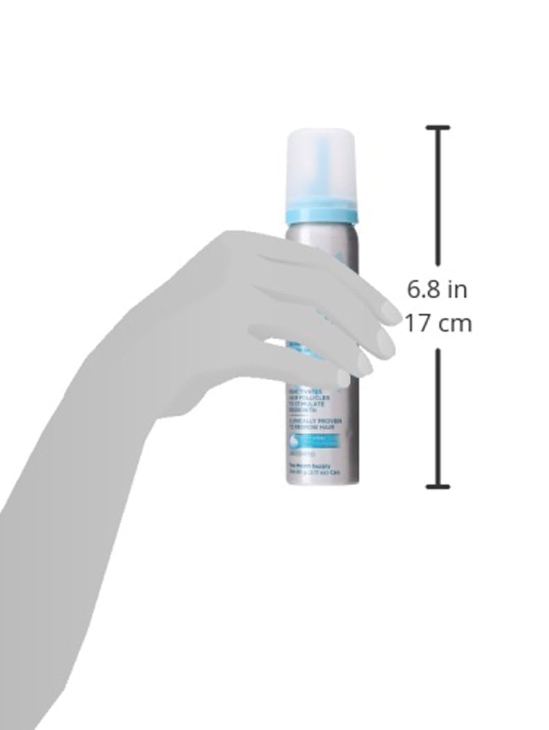 Rogaine Women's 5% Minoxidil Foam, Topical Once-A-Day Hair Loss Treatment for Women to Regrow Fuller, Thicker Hair, Unscented, 4-Month Supply, 2 x 2.11 oz