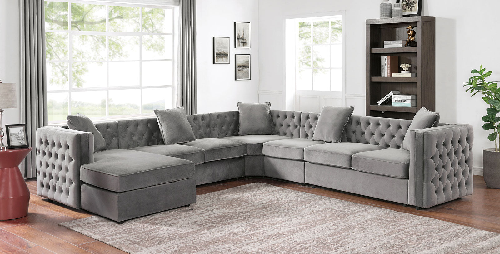 BALDASSANO Sectional w/ Armless Chair, Dark Gray