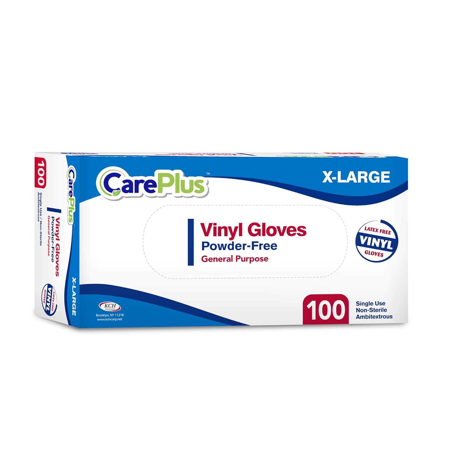 Care Plus Medium Size Disposable Vinyl Gloves Heavy Duty Non Sterile Powder Free Latex Free Rubber 100 Count Box food Safe