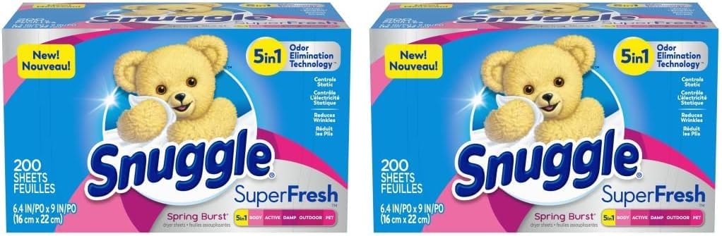 Snuggle Plus SuperFresh Fabric Softener Dryer Sheets with Static Control and Odor Eliminating Technology, Original, 200 Count
