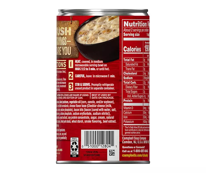 Campbell’s Chunky Soup, Baked Potato with Cheddar and Bacon Bits Soup, 18.8 Oz Can