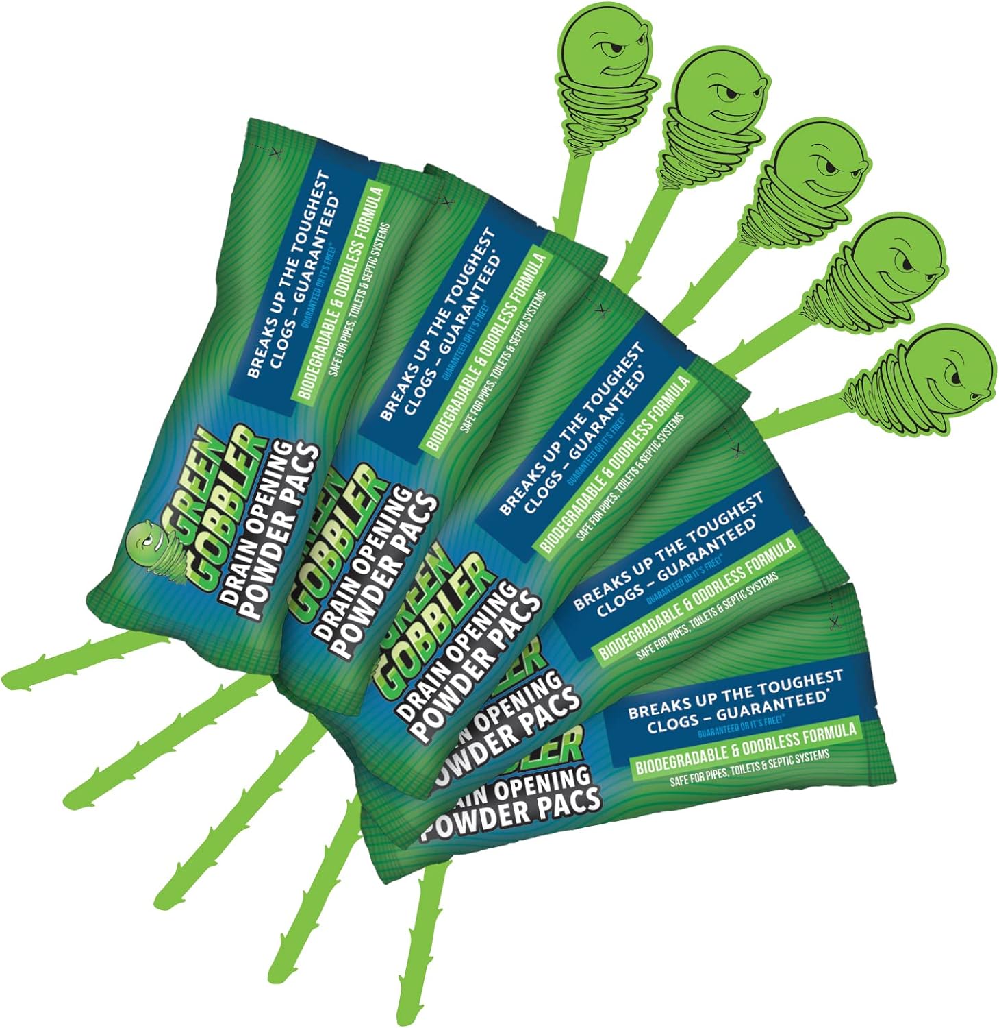 Green Gobbler Drain Clog Remover & Drain Cleaner Powder | 20+ Treatments | Drain Maintenance Breaks Down Grease, Paper, Fat & Oil | Septic Safe
