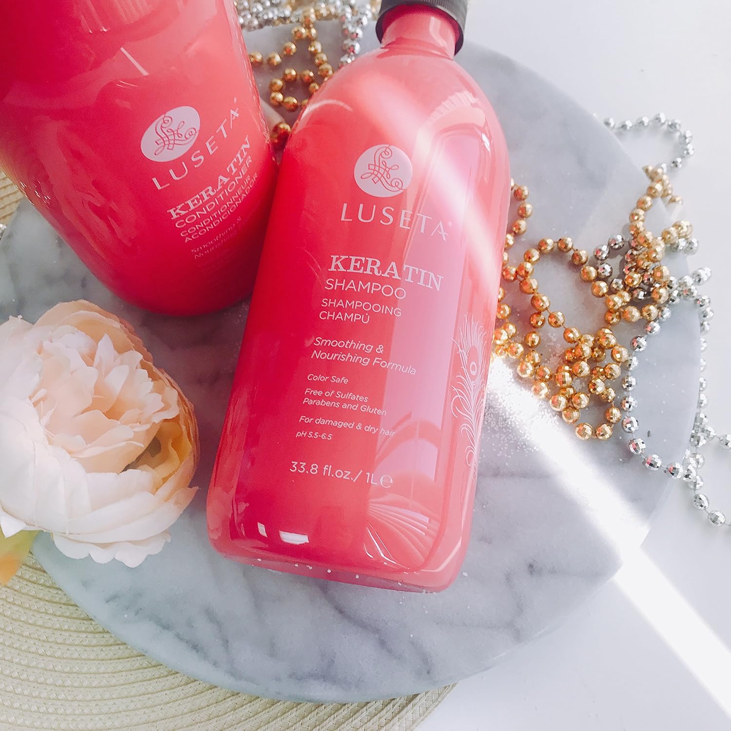 Luseta Biotin Shampoo and Conditioner for HairGrowth - Thickening Shampoo for Thinning Hair andHair Loss - Infused with Argan Oil to Repair DamagedDry Hair - Sulfate Free Paraben Free-2 x 16.9 fl oz