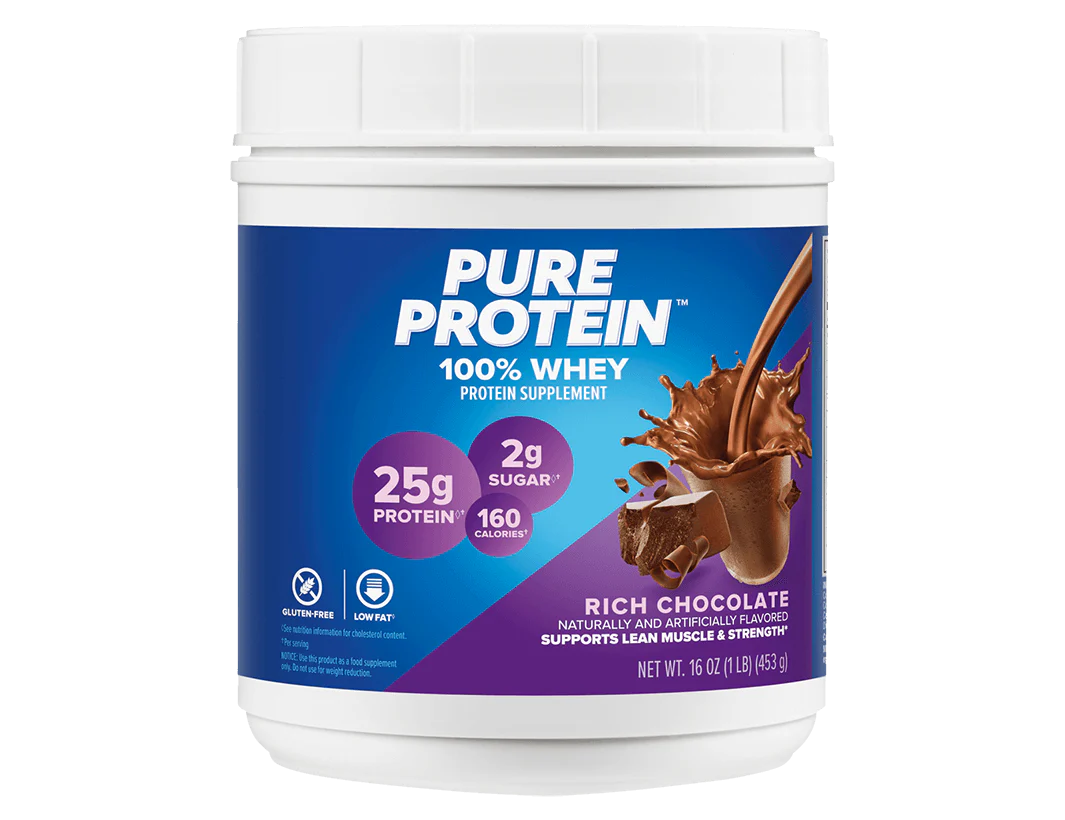 Rich Chocolate 100% Whey Protein Powder -  (1 lb. Canister)