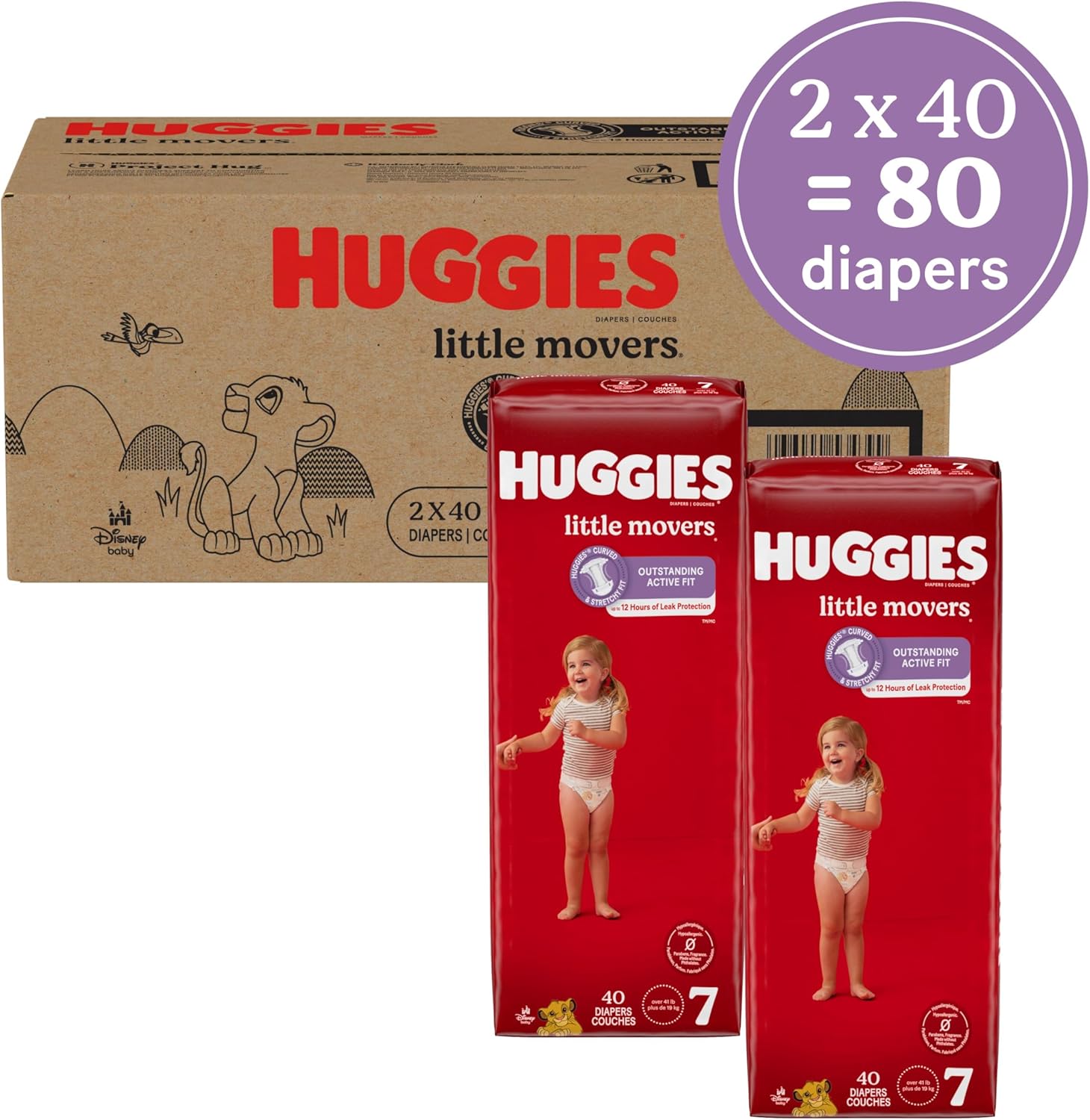 Huggies Size 5 Diapers, Little Movers Baby Diapers, Size 5 (27+ lbs), 120 Count (2 Packs of 60)