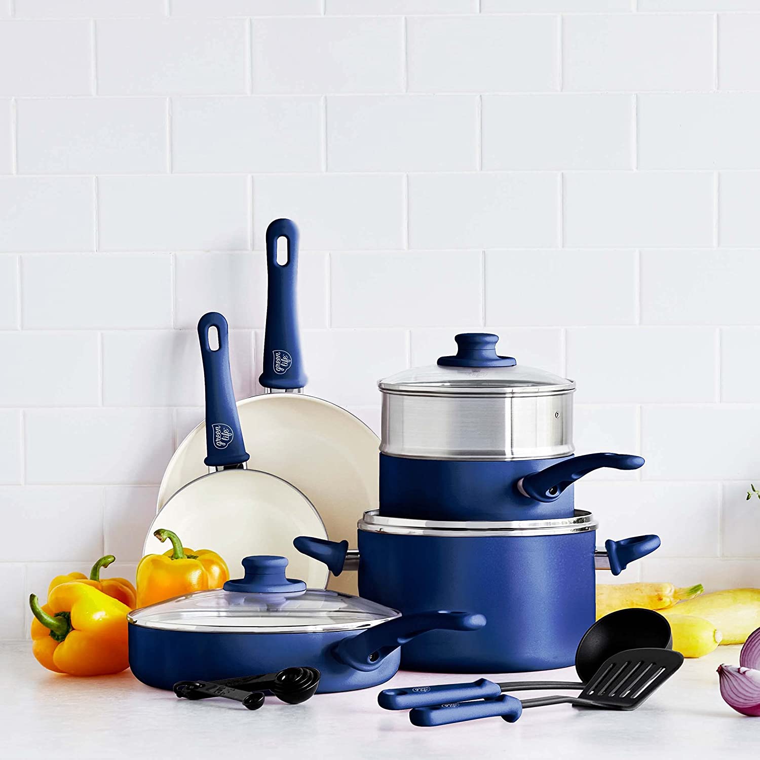 Ceramic non-stick 12-piece pan set