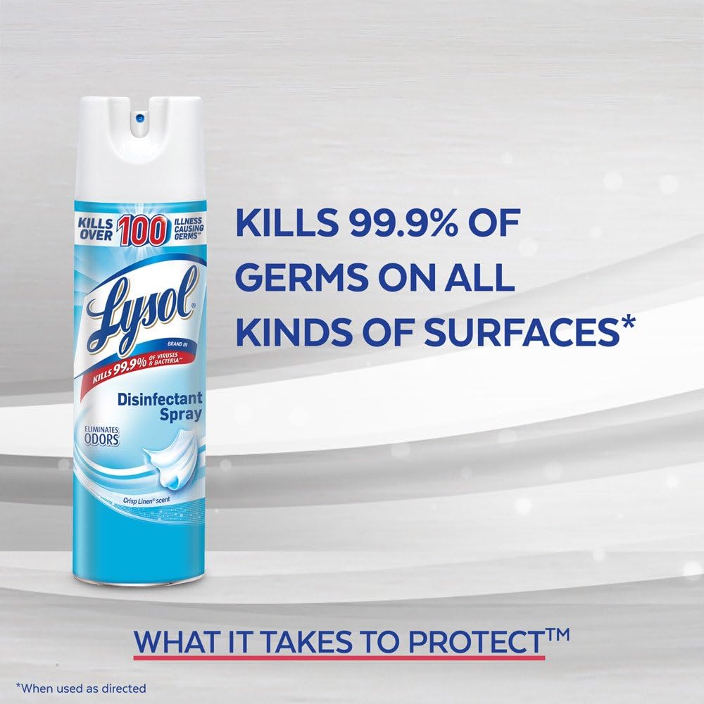 Lysol Disinfectant Spray, Sanitizing and Antibacterial Spray, For Disinfecting and Deodorizing, Lemon Breeze, 19 Fl Oz (Pack of 2), Packaging May Vary