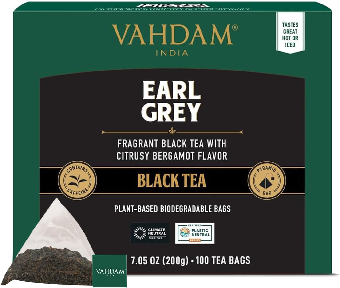 VAHDAM, Organic Turmeric Ginger Herbal Tea Bags (100 Pyramid Tea Bags) Caffeine Free, Non GMO, Gluten Free | 100% Pure Herbal Blend - Savory & Spicy | Plant-Based Tea Bags | Resealable Ziplock Pouch