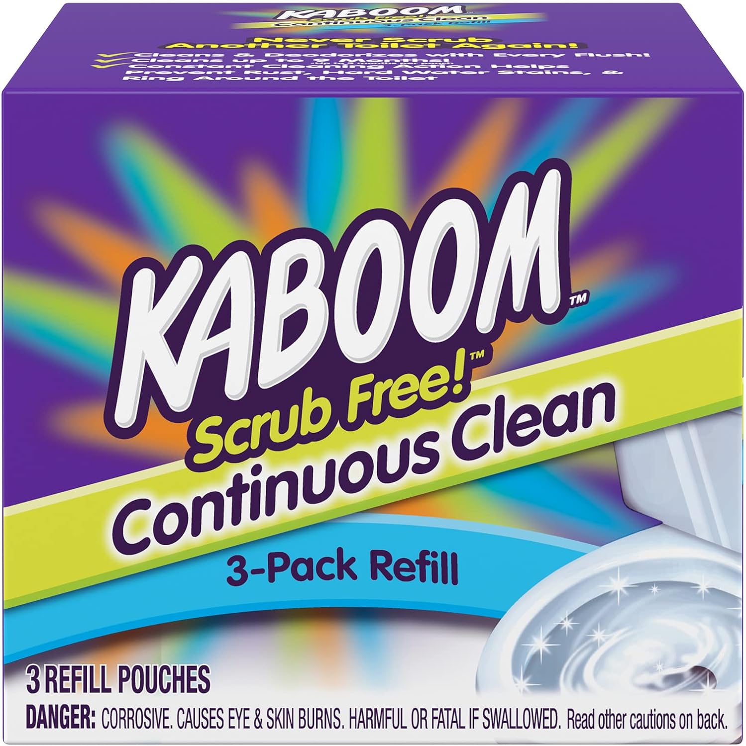 Kaboom Scrub Free! Toilet Bowl Cleaner System with 2 Refills