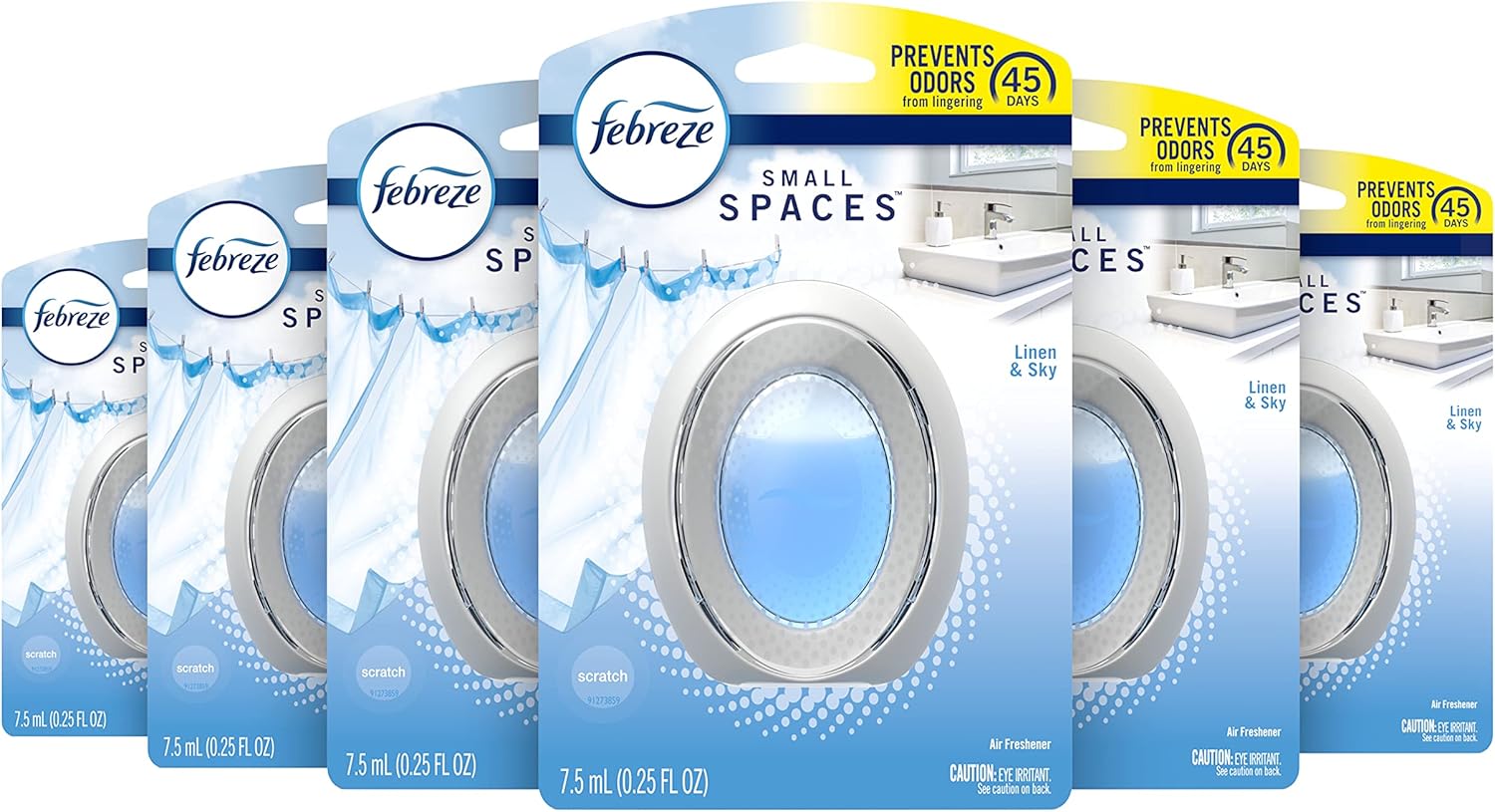 Febreze Small Spaces Air Freshener Linen & Sky, .25 fl. oz., Pack of 4