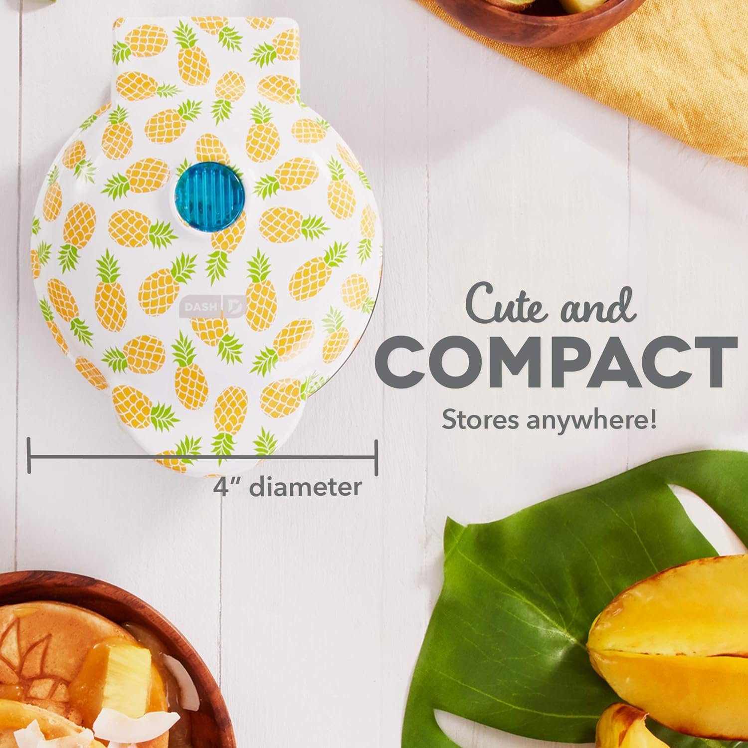 DASH Mini Waffle Maker - 4” Waffle Mold, Nonstick Waffle Iron with Quick Heat-Up, PTFE Nonstick Surface - Perfect Mini Waffle Maker for Kids and Families, Just Add Batter (Aqua)