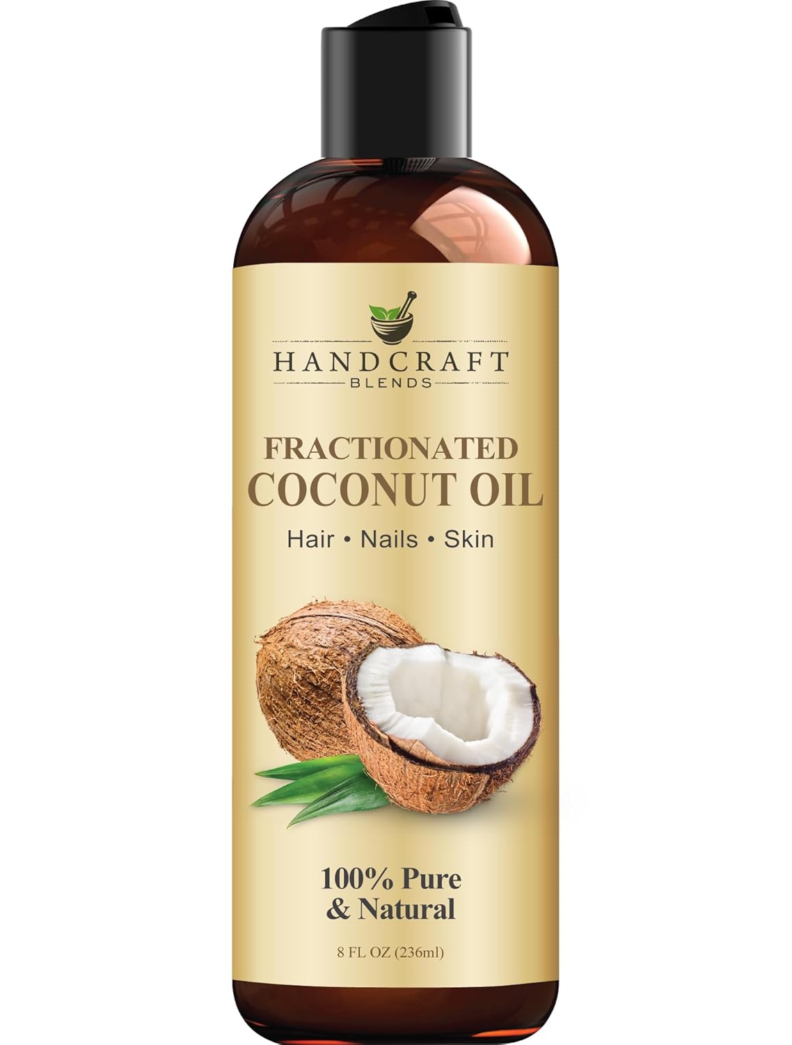 Handcraft Blends Fractionated Coconut Oil - 16 Fl Oz - 100% Pure and Natural - Premium Grade Oil for Skin and Hair - Carrier Oil - Hair and Body Oil - Massage Oil - Hair Tonic