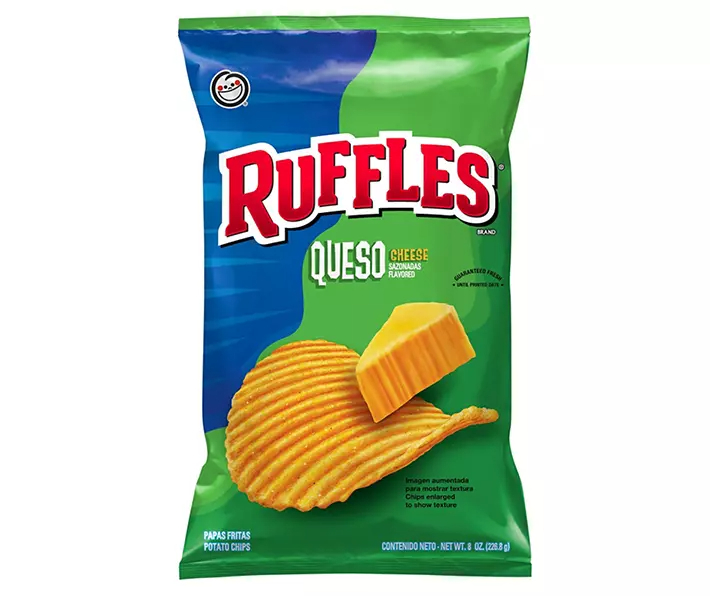 Ruffles Potato Chips Queso Cheese Flavored 8 Oz