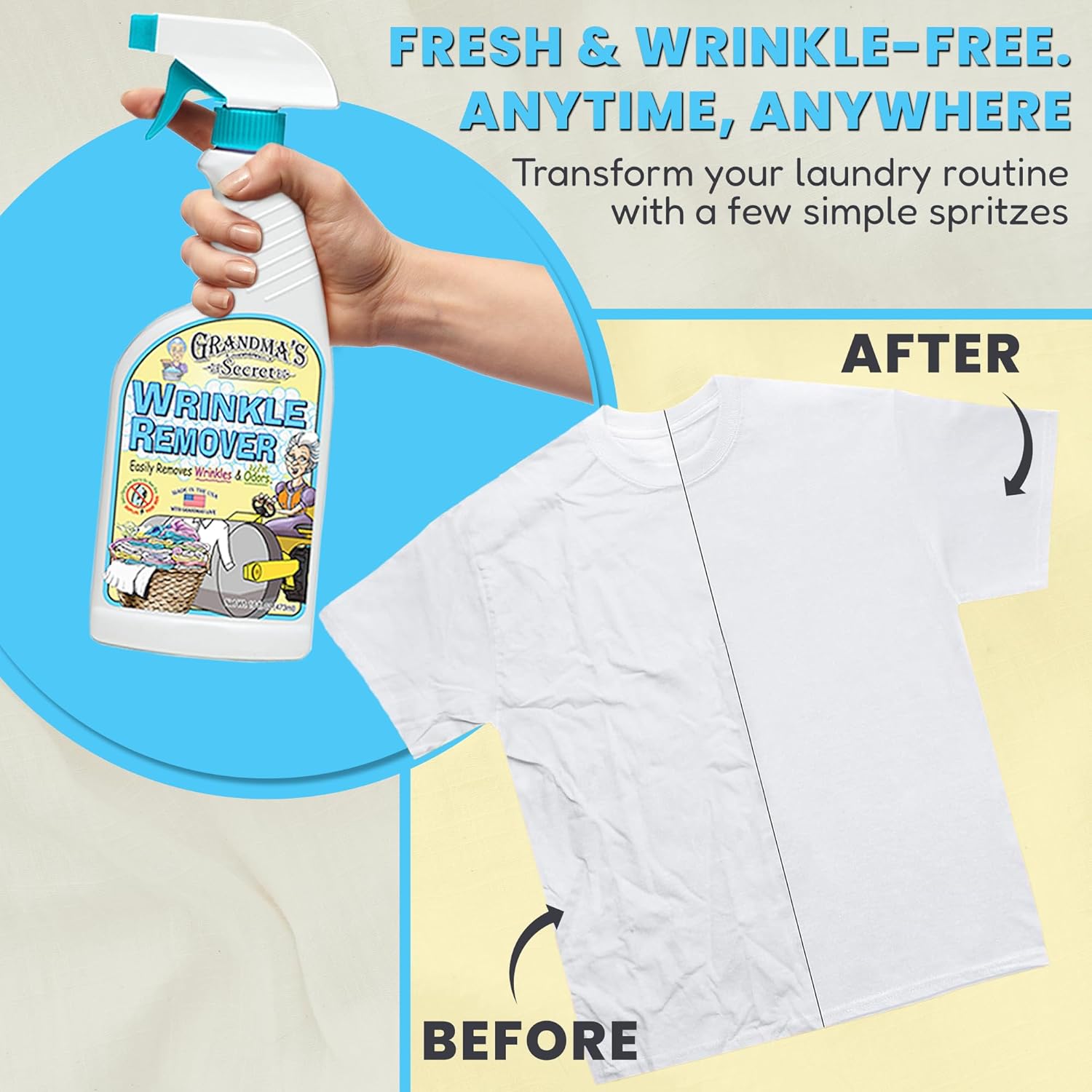 Grandma's Secret Spot Remover Laundry Spray - Chlorine, Bleach and Toxin-Free Fabric Stain Remover for Clothes - Removes Oil, Paint, Blood and Pet Stains - 16 Oz, 2 Pack