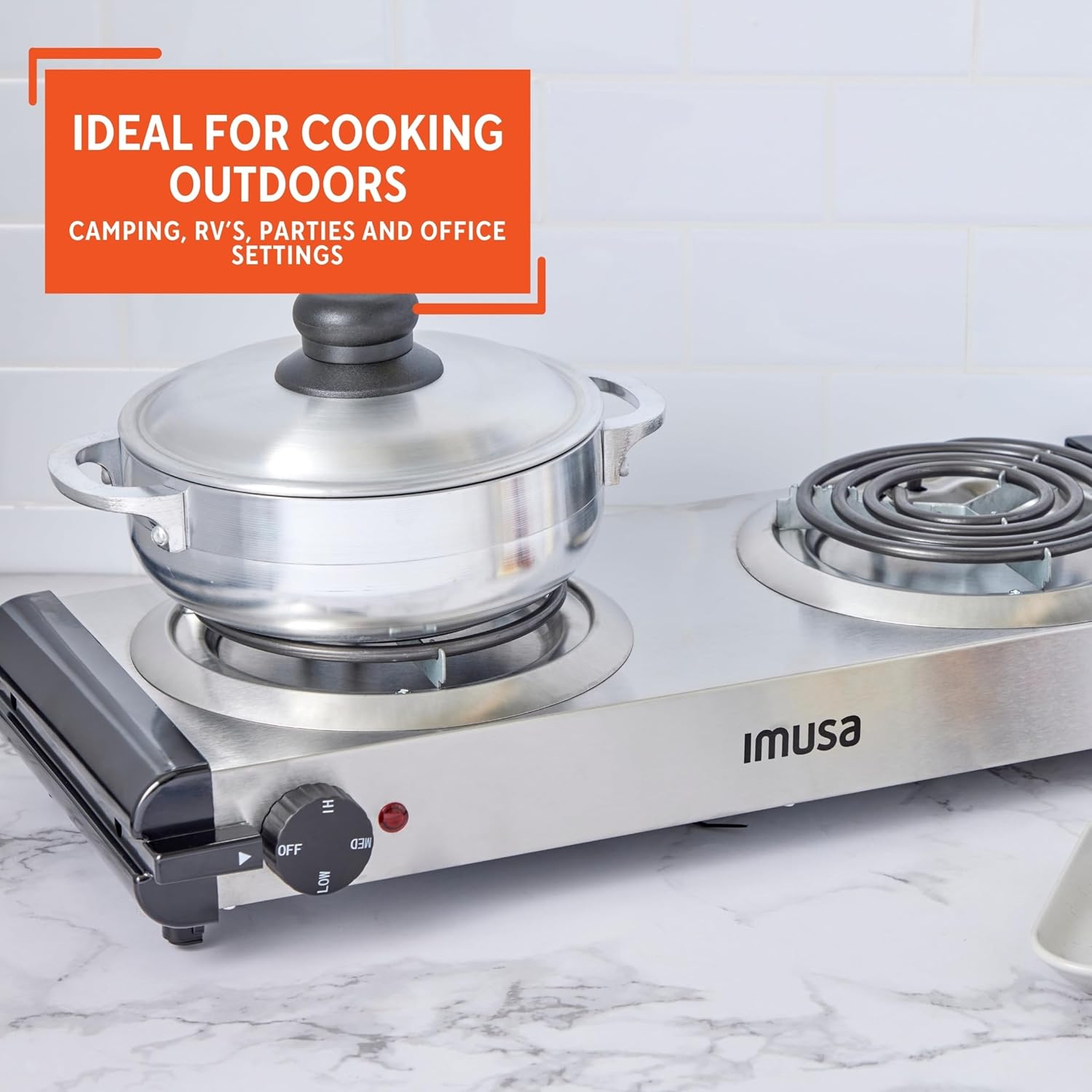 IMUSA USA GAU-80305 Electric Single Burner 1100-Watts, Black