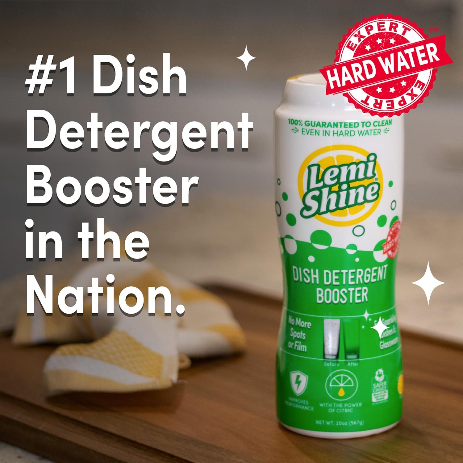 Lemi Shine Dish Detergent Booster, Hard Water Stain Remover, Multi-Use Citric Acid Cleaner (1.5 Pound (Pack of 2))