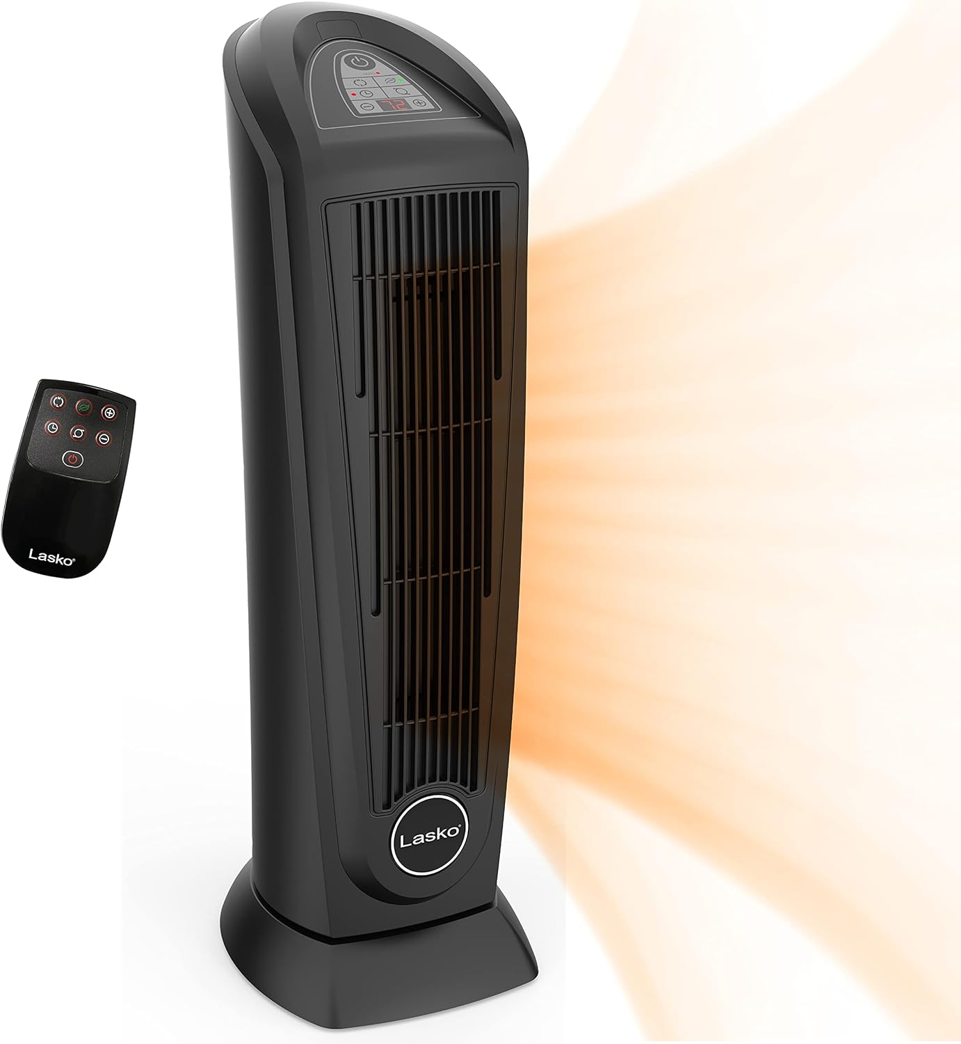 Lasko Oscillating Digital Ceramic Tower Heater for Home with Adjustable Thermostat, Timer and Remote Control, 23 Inches, 1500W, Silver, 755320, 8.5″L x 7.25″W x 23″H, Silver
