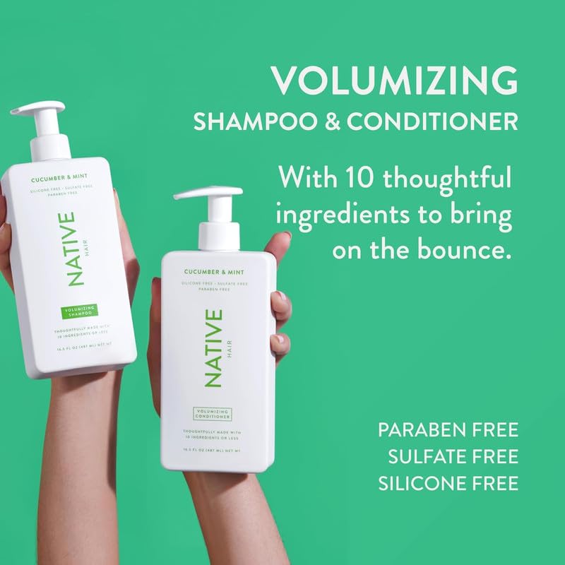 Native Shampoo and Conditioner Set | Sulfate Free, Paraben Free, Dye Free, with Naturally Derived Clean Ingredients| 16.5 oz (Coconut & Vanilla, Moisturizing), 2, 1.3 ounces
