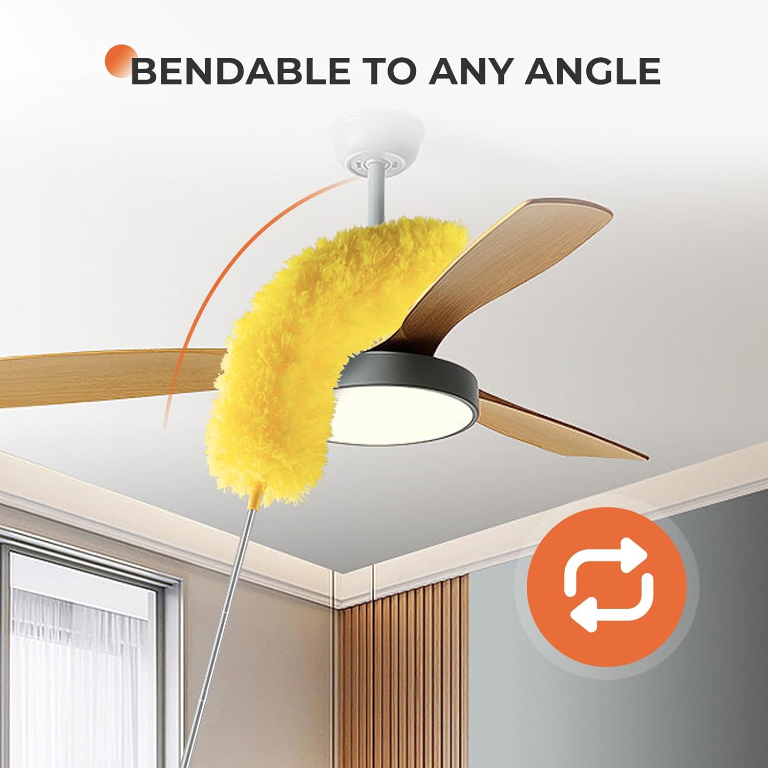 Dusters for Cleaning High Ceiling Fan, Newliton Microfiber Feather Duster with 30'' to 100'' Telescoping Extension Pole, Long Extendable Duster for Home Car Furniture Cobweb Gray