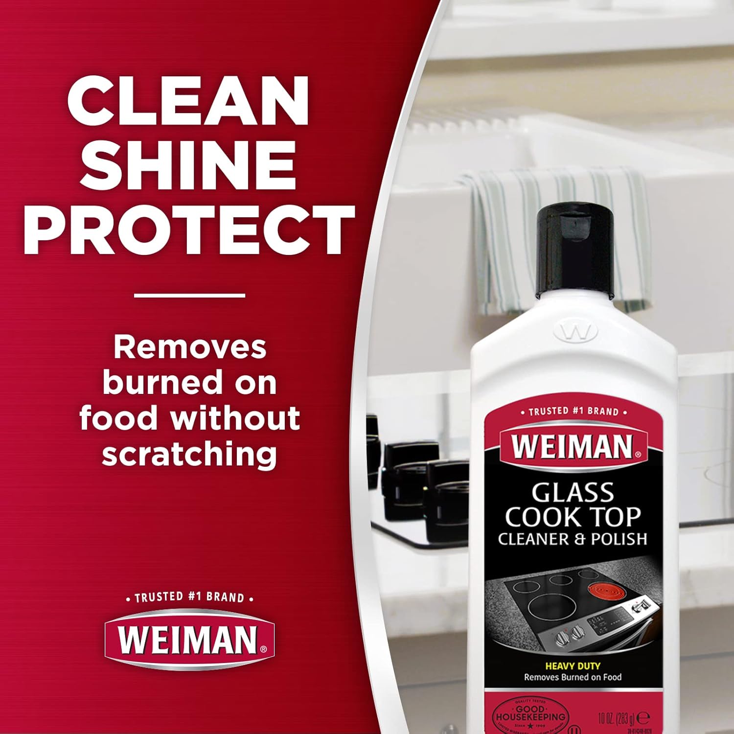 Weiman Non-Abrasive, No Scratch Induction Glass Ceramic Stove Cooktop Heavy Duty Cleaner and Polish, 20 Ounce