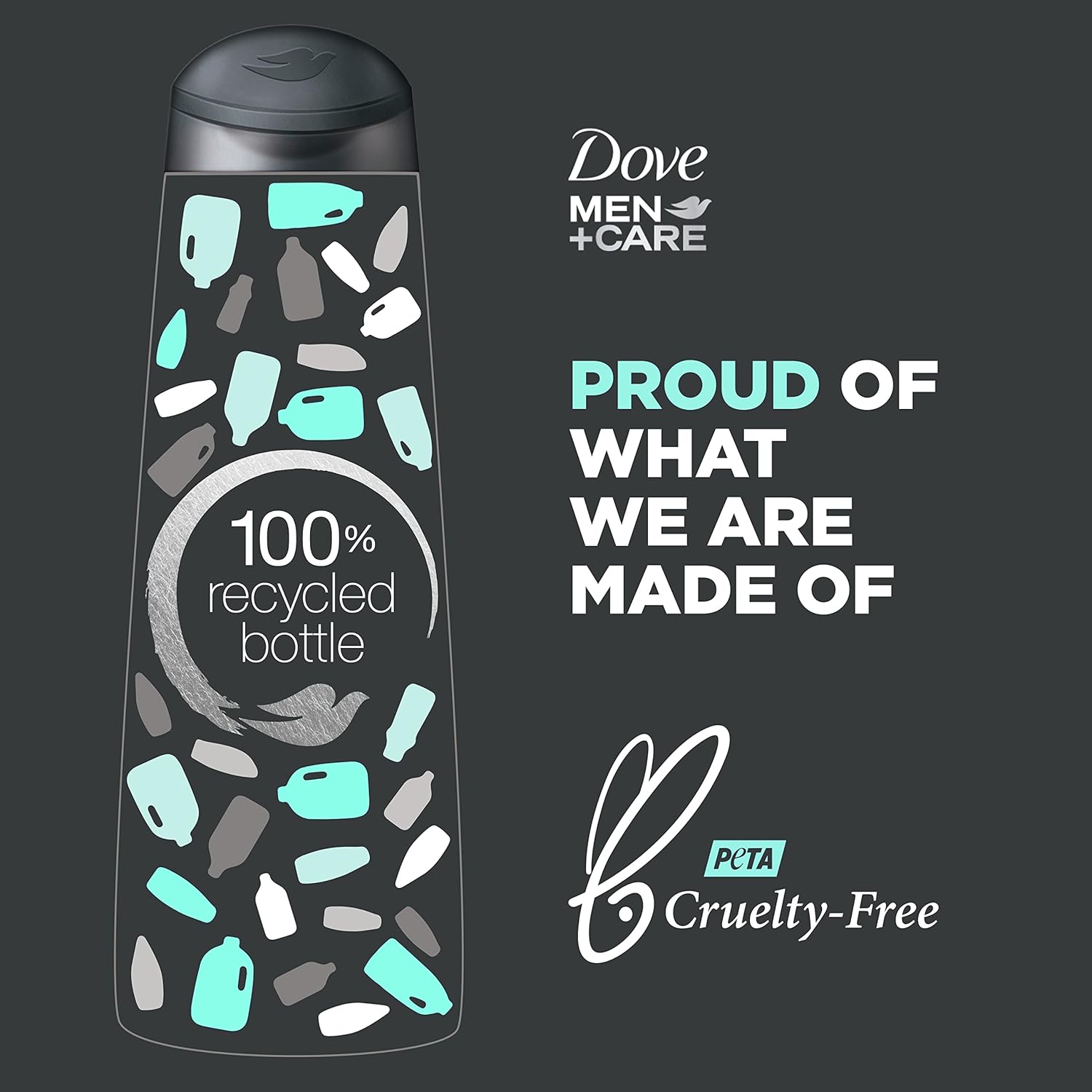 DOVE MEN + CARE 2 in 1 Shampoo & Conditioner Eucalyptus & Birch 4 Count For Healthy-Looking Hair Naturally Derived Plant Based Cleansers 12 oz