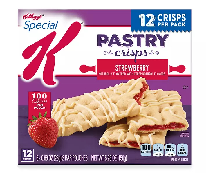 Kellogg's Special K Pastry Crisps, 100 Calorie Snacks, Breakfast Bars, Strawberry, 5.28oz Box, 12 Crisps