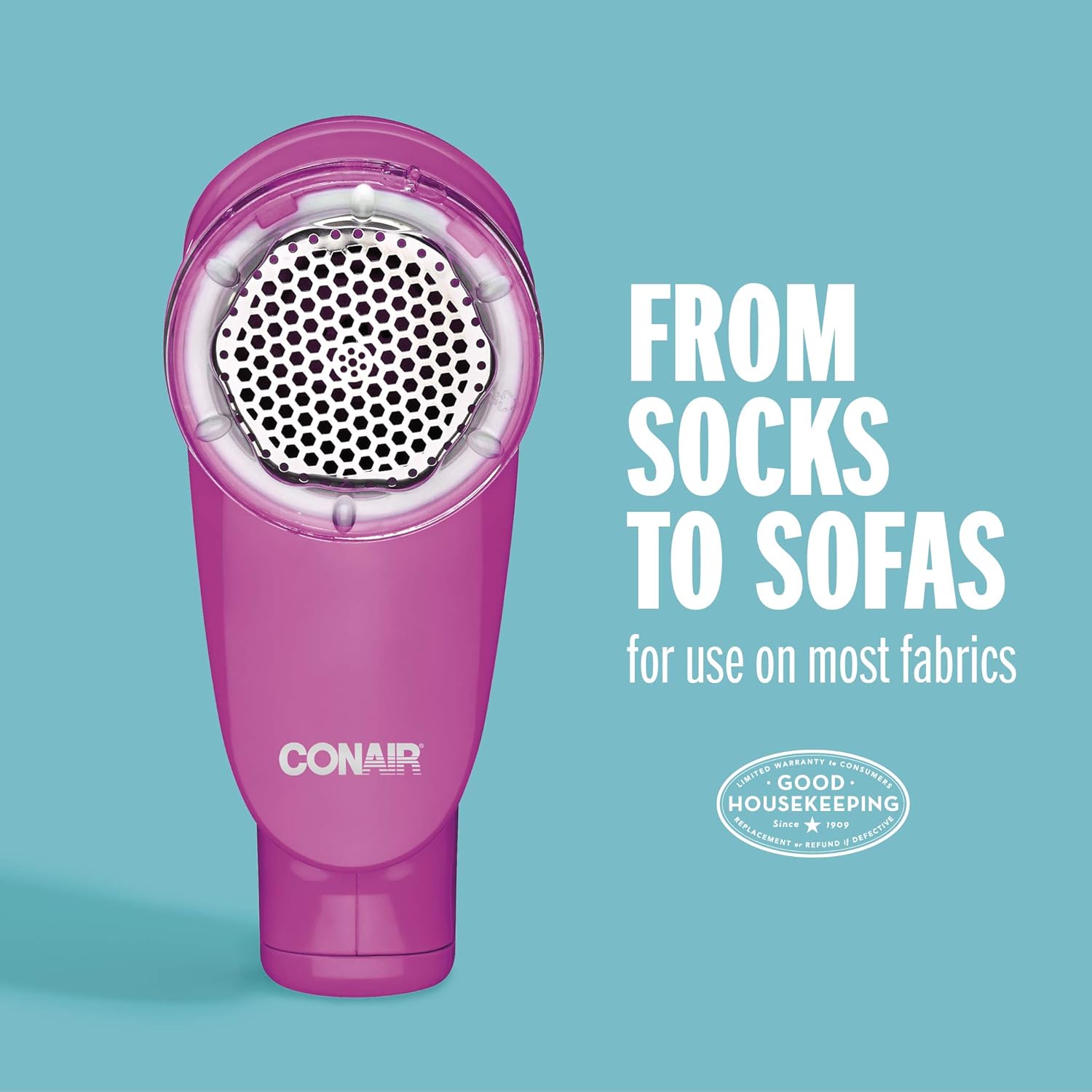 Conair Fabric Shaver and Lint Remover, Battery Operated Portable Fabric Shaver, White