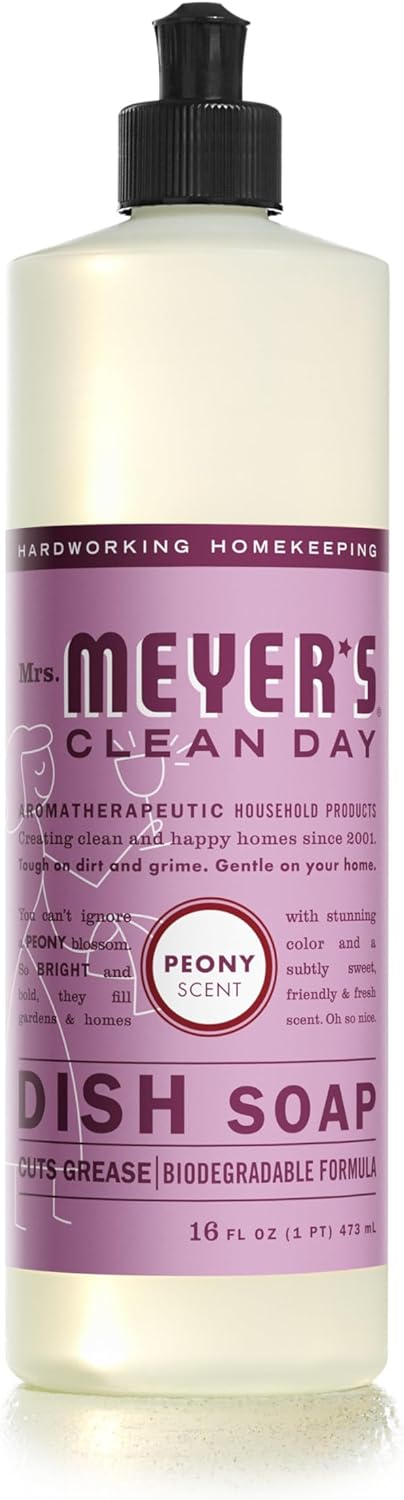 MRS. MEYER'S CLEAN DAY Liquid Dish Soap, Biodegradable Formula, Basil, 16 fl. oz - Pack of 3