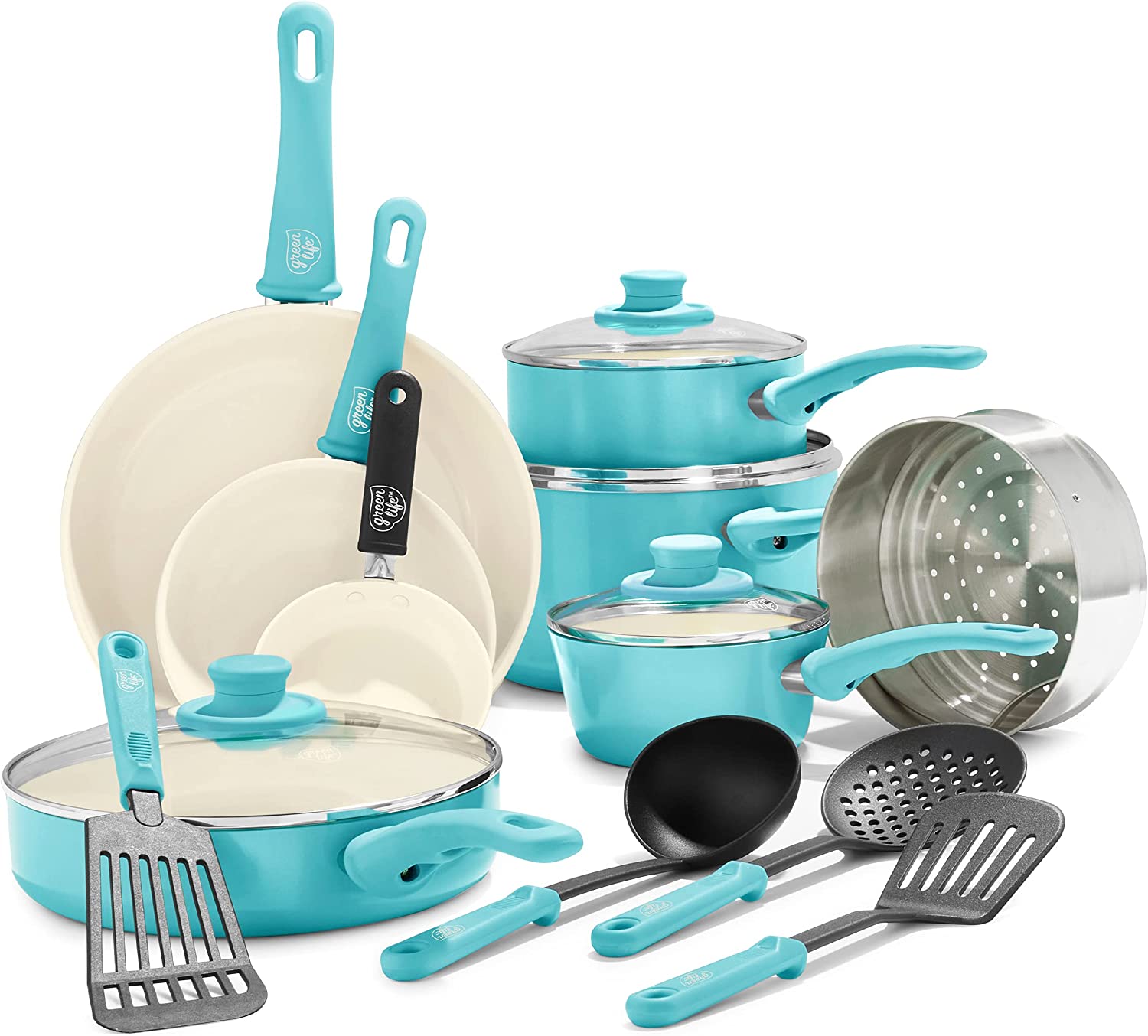 Ceramic non-stick 12-piece pan set