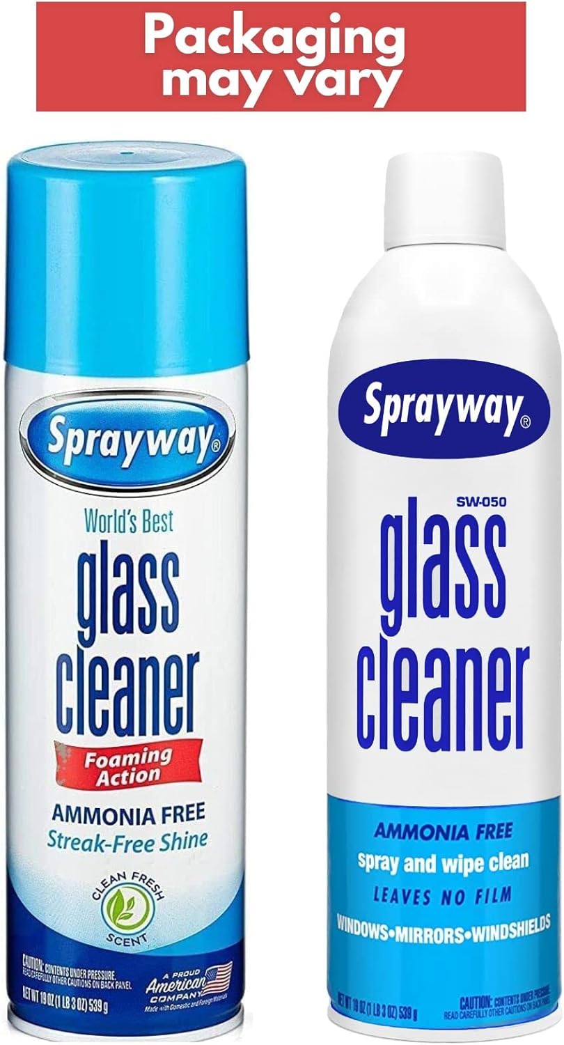 Sprayway Glass Cleaner Aerosol Spray, 19 Oz, Pack of 2