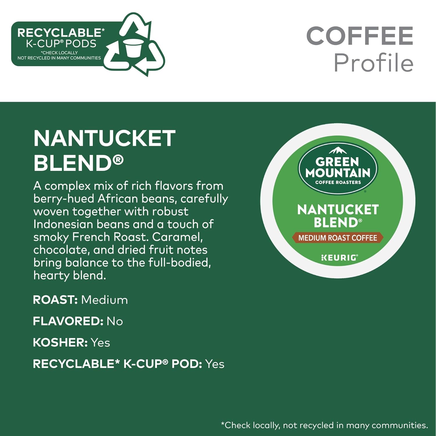 Green Mountain Coffee Roasters Half Caff Keurig Single-Serve K-Cup pods, Medium Roast Coffee, 72 Count (6 Packs of 12)