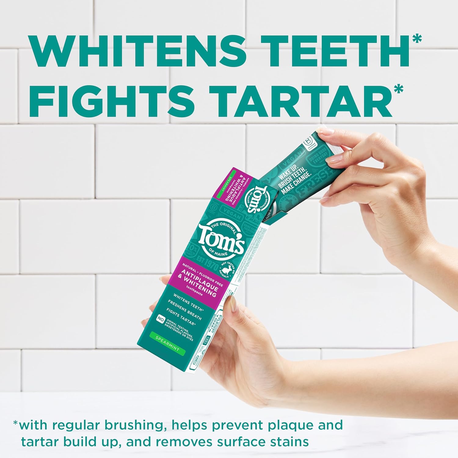 Tom's of Maine Fluoride-Free Antiplaque & Whitening Natural Toothpaste, Peppermint, 5.5 oz. (Pack of 2)