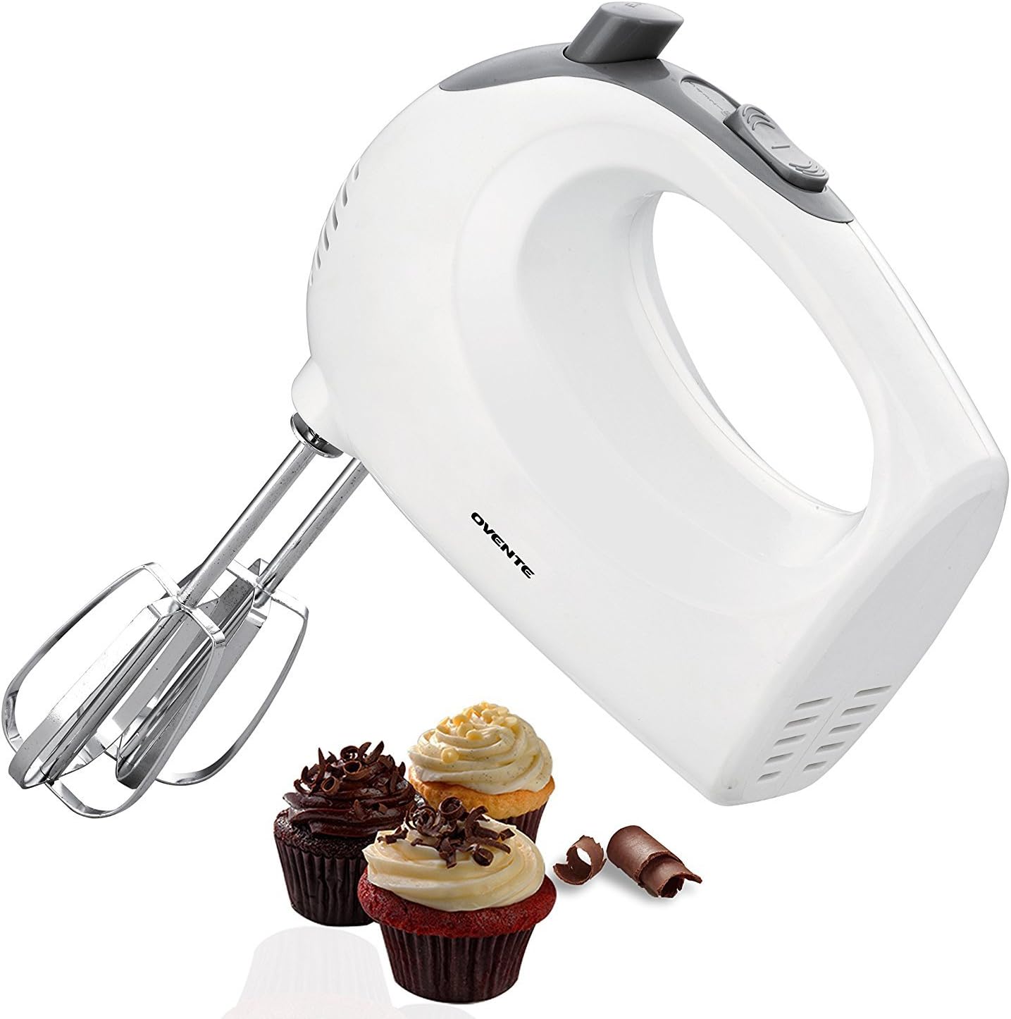 OVENTE Portable 5 Speed Mixing Electric Hand Mixer with Stainless Steel Whisk Beater Attachments & Snap Storage Case, Compact Lightweight 150 Watt Powerful Blender for Baking & Cooking, Black HM151B