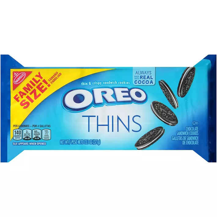 OREO Thins Chocolate Sandwich Cookies, Family Size, 13.1 oz