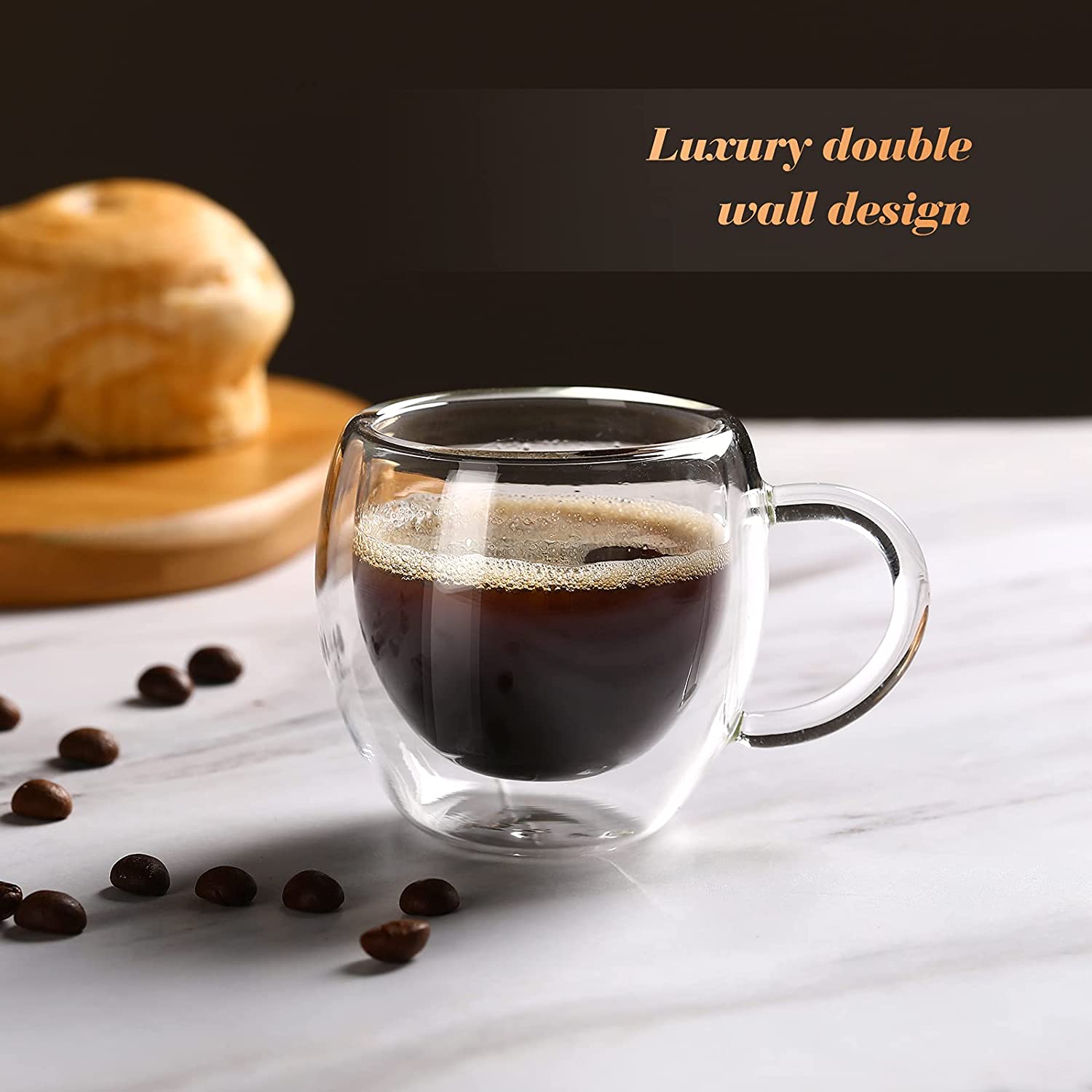 Espresso Cups With Handle,Espresso Shot Glasses,Clear Expresso Coffee Cups,Double Wall Insulated Espresso Mugs,Microwave Dishwasher Safe,Suit for Espresso Machine