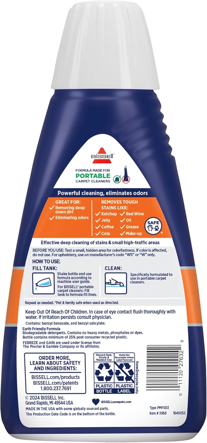 Bissell Professional Spot and Stain + Oxy Portable Machine Formula, 32 Fl Oz (Pack of 1)