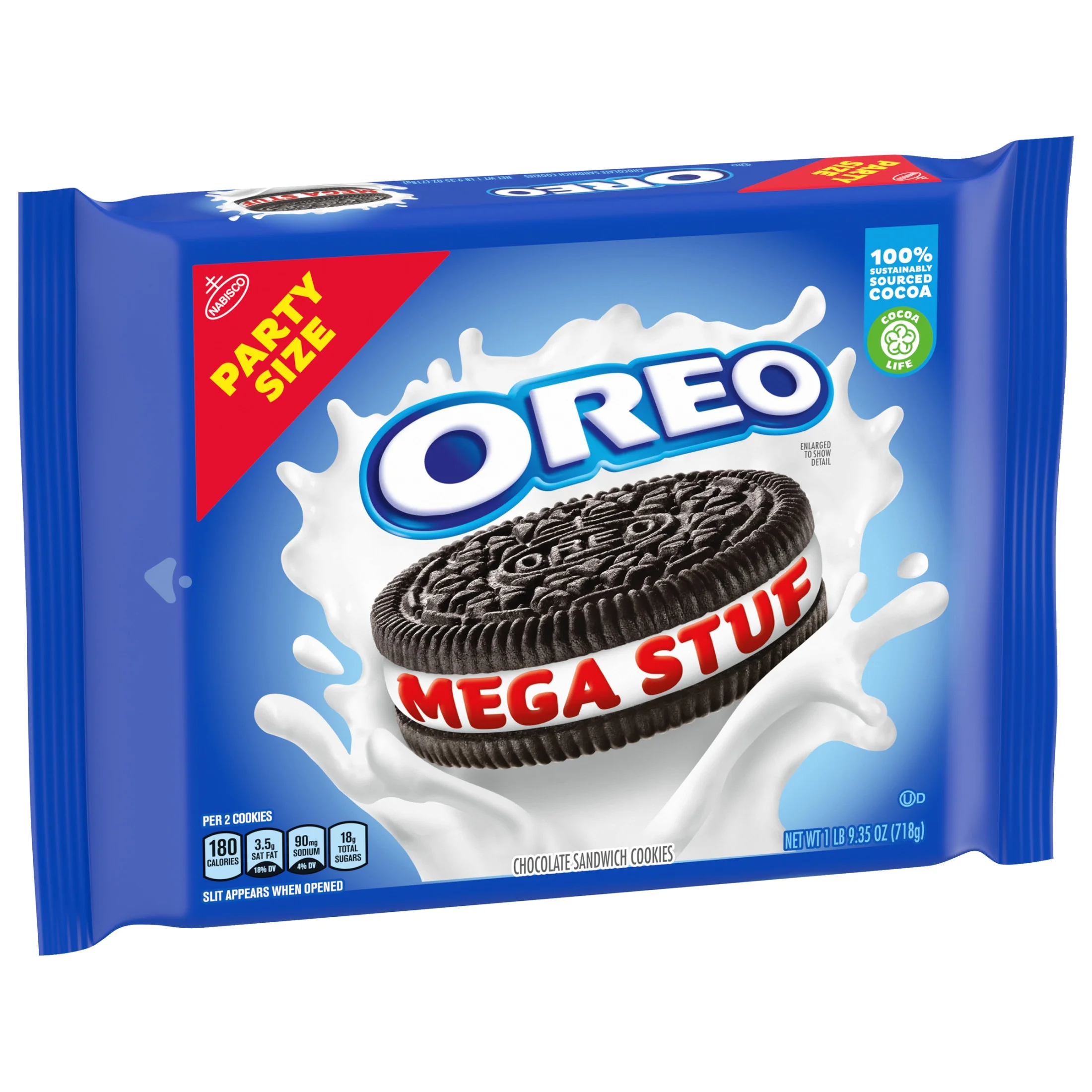 (3 pack) OREO Mega Stuf Chocolate Sandwich Cookies, Party Size, 1 lb 9.35 oz