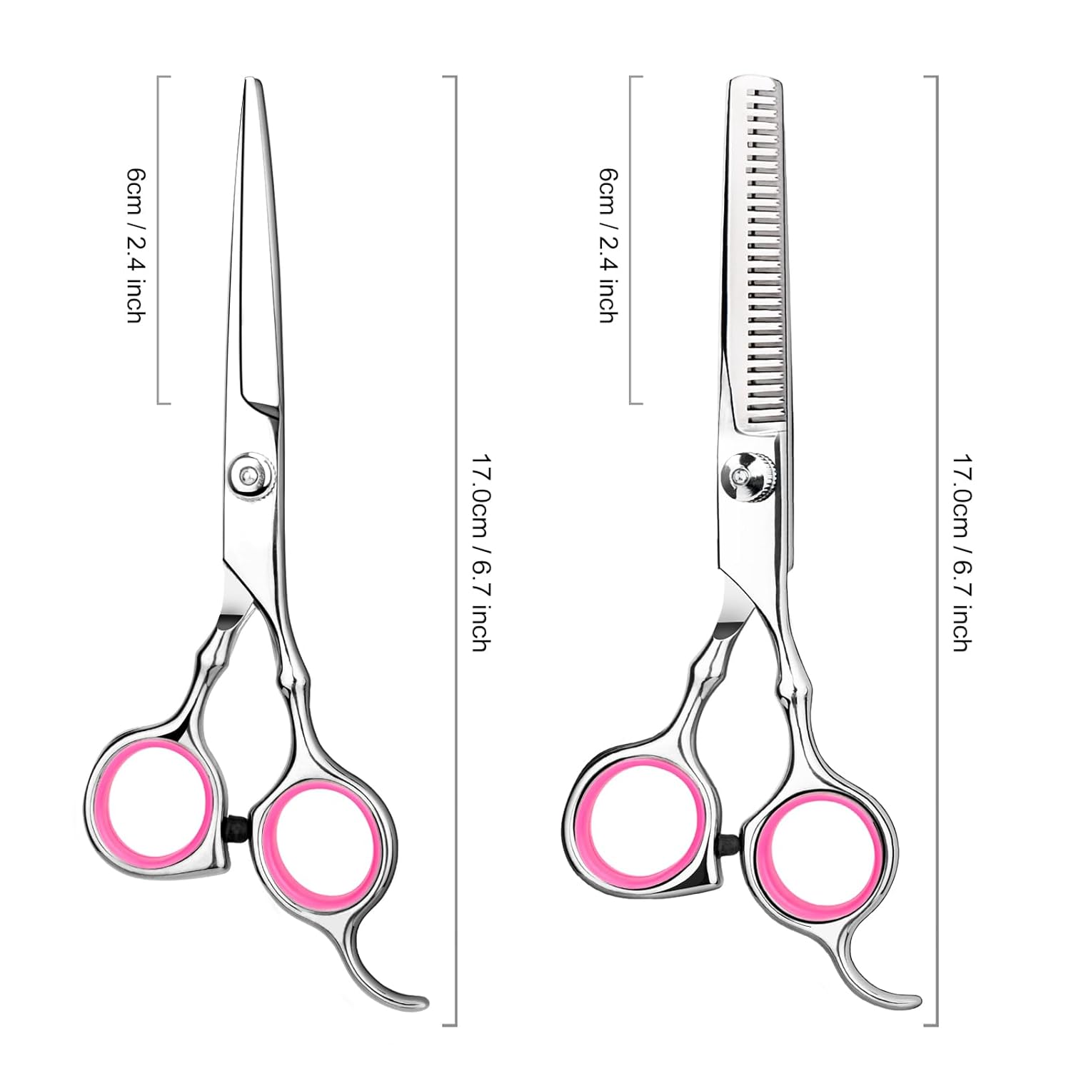 Hair Cutting Scissors Professional Home Haircutting Barber/Salon Thinning Shears Kit with Comb and Case for Men/Women (Silver)
