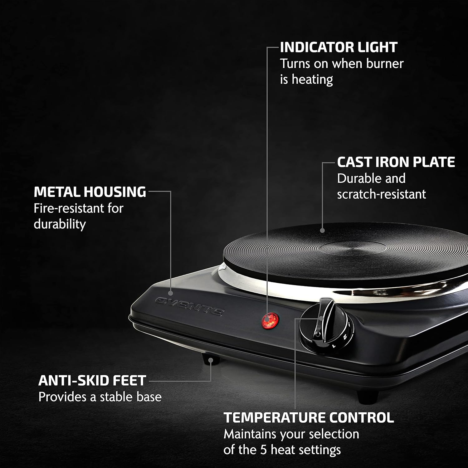 OVENTE Electric Countertop Double Burner, 1700W Cooktop with 7.25